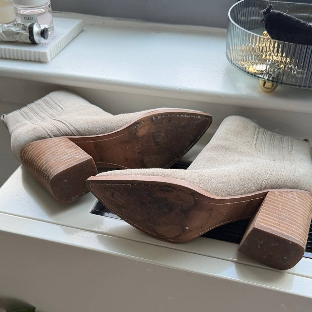 Marc Fisher Cream Suede Ankle Booties - Picture 3 of 4